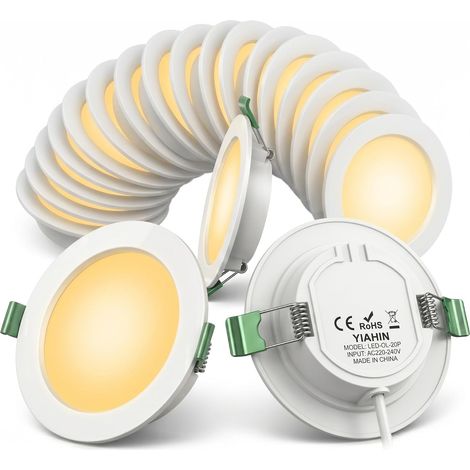 Lot de 20 Spot LED Encastrable 4W, 3000K Blanc Chaud, 339LM Plafonnier Encastrable Extra Plat, Non Dimmable, Éclairage Intérieur pour Salon Cuisine Chambre, Ø92mm (1/5)