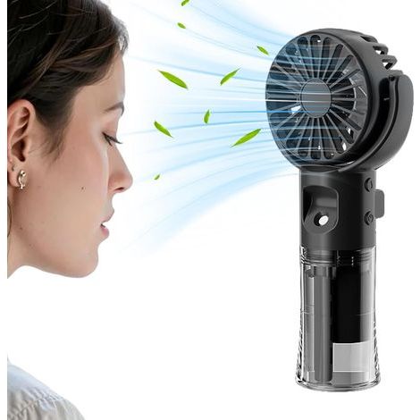Portable misting fan  Rechargeable portable fan - 4-speed portable cooler, hiking cooler, Black (1/5)