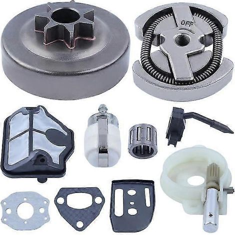Kit d'embrayage .325 7 dents, filtre à air, pompe à huile, compatible avec Husqvarna 142, 141, 137, 136, 36 et 41 (1/4)