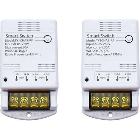 modules relais Tuya Wifi 30A 85-250V, interrupteur intelligent DIY, contrôleur RF 433 MHz, application SmartLife, minuterie vocale. (1/5)