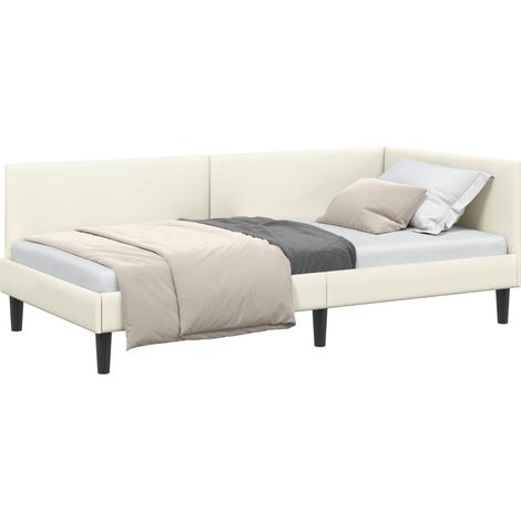 Estructura de cama en esquina Crema 90 cm x 190 cm Terciopelo vidaXL