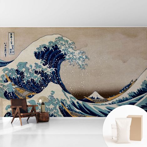 Tapete Vliestapete mit Kleber modern - Wanddeko für Küche - Klebefolie Wand - luxus Look Dramatische Welle 416x254 cm (1/5)