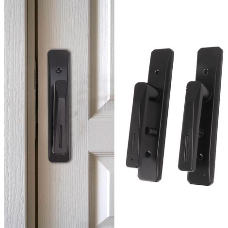 Serrure de porte rectangulaire robuste et serrure intérieure plate avec fonction de confidentialité pour portes réversibles de chambre et de salle de bain T82-552K Noir (1/5)