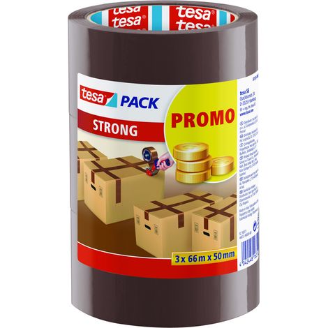 tesa Pack Strong 3 x (66 m x 50 mm), braun Packband