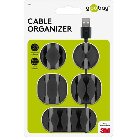 Goobay 70683 organizador de cables Escritorio/pared Clip para cable Negro 5 pieza(s) (1/5)