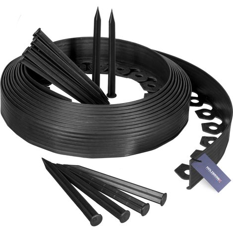 HOLZBRINK Bordures de Pelouse Bande Droite en PVC avec 20 Ancrages de Fixation, Hauteur 55 mm, Longueur 10 m, HRK02-60