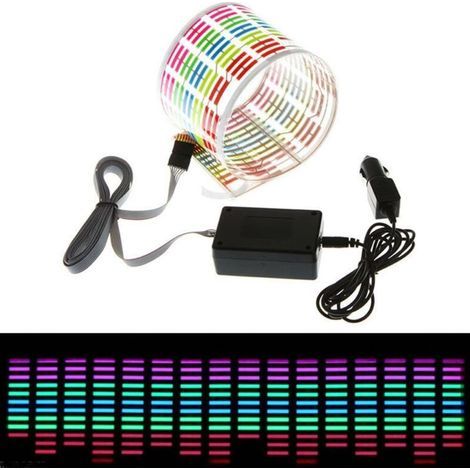 Autoaufkleber mit Ton- und Musikaktivierungssensor, LED-Licht, Equalizer, Leuchtfunktion, 45 x 11 cm (1/5)
