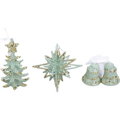 Lot de 3 décorations de Noël à suspendre : cloches, étoiles et ornements en forme d'étoile pour escalier, porte ou escalator. (1/5)