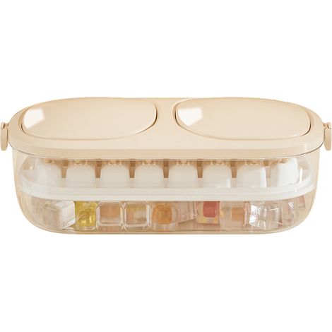 Bac à glaçons 32 alvéoles Silicone avec couvercle et pelle Carrés faciles à démouler Matériau alimentaire empilable (1/5)