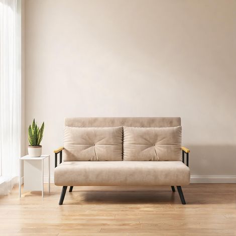 Canapé convertible 1 place beige avec dossier inclinable (1/5)
