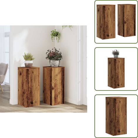 Pflanzenhalter - vidaXL Pflanzenständer 2 Stk. Altholz-Optik 30x30x70 cm Holzwerkstoff - Dekoartikel (1/5)