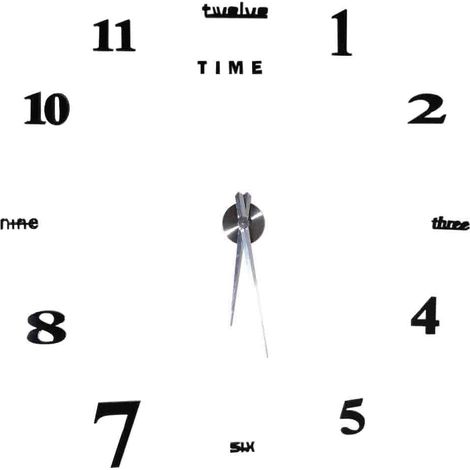 Horloge Murale 3D DIY Acrylique Luxe Noir Silencieux Grand Format Décoration Intérieure Miroir Adhésif Facile à Poser (1/5)