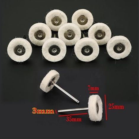 Wool Polishing Pads Shank, Wool Felt Polishing Wheel for Metal, Stone, Wood, Jewelry and Glass (1/4)