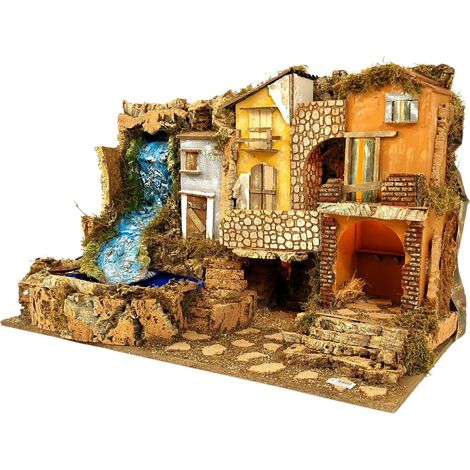 Presepe con Luci e Cascata con Pompa 80x50x50 cm 12021 (1/5)