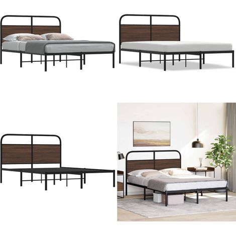 vidaXL Bettgestell ohne Matratze 135x190 cm Braun Eichen-Optik (1/5)