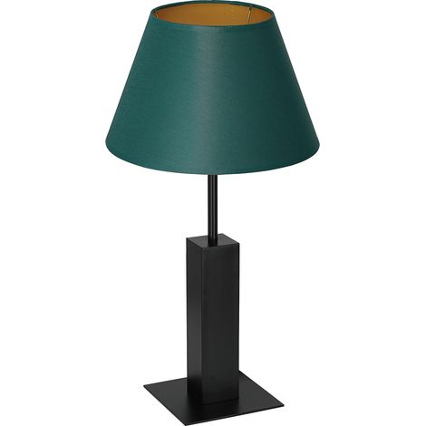 Lampe table noire abat-jour vert doré 56cm E27 Luminex