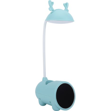 Lampe LED verte avec protection des yeux, motif cerf mignon, lampe de table pliable pour chambre d'étudiant, support de lecture pour téléphone portable (1/5)