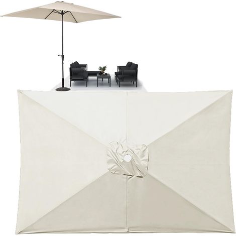 Auvent De Remplacement Pour Parasols De Terrasse, 6 Bras, 2x2m 2x3m 3x3m Toile De Parasol Rechange, Imperméable Et Protection UV 40+ Housse De Rechange Pour Jardin, Plage Extérieur(Beige,3x2m) (1/5)