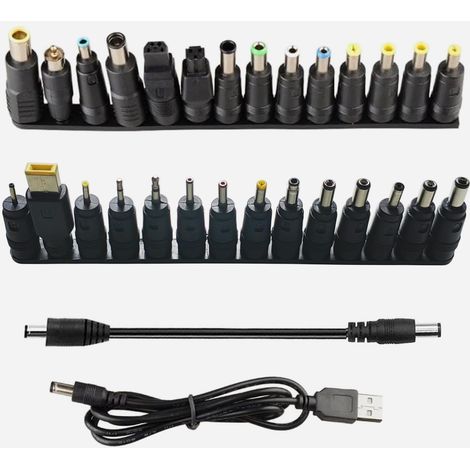 28 Pièces Adaptateur d'alimentation DC 5,5 x 2,1 mm Connecteur Universel CC Plugs Femelle à Mâle Adaptateur, Barrel Jack Connecteur, avec 1 Pièce Câble 20CM et 1 Pièce USB à DC 1M