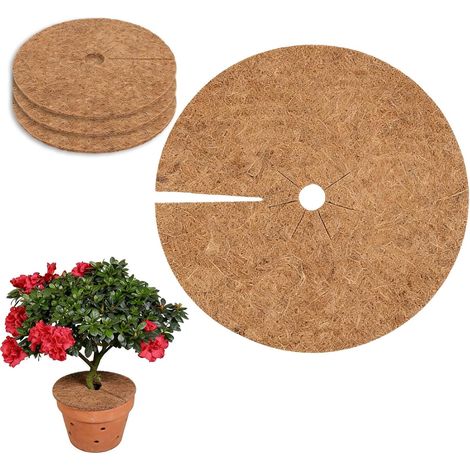 4 Tapis de Coco pour Plantes avec Couvercle, en Fibre de Coco Biodégradable, pour la Protection des Racines et Contre Les Mauvaises Herbes, Idéal pour Plantes en Pot en Hiver (60cm) (1/5)