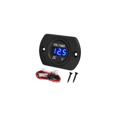 Wasserdichtes 12V/24V-LED-Batterievoltmeter, 12V/24V/36V-Spannungsmesspanel, Batteriemonitor mit blauer Leuchte, runde digitale Spannungsanzeige für Auto, Boot, Motorrad – Crezuo