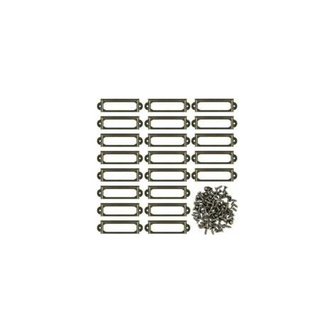 Ein Set aus 50 Metall-Etikettenhaltern, geeignet für Möbel, Schubladen, Schränke, Karten, Namensschilder, Bilderrahmen, mit Schrauben, geeignet für Büros, Bücherregale, Regale, Bronze (S 59 x 1 - Crez (1/4)