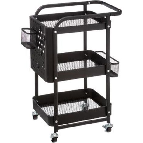 Desserte de Cuisine en Métal "Serta" 76cm Noir (1/5)