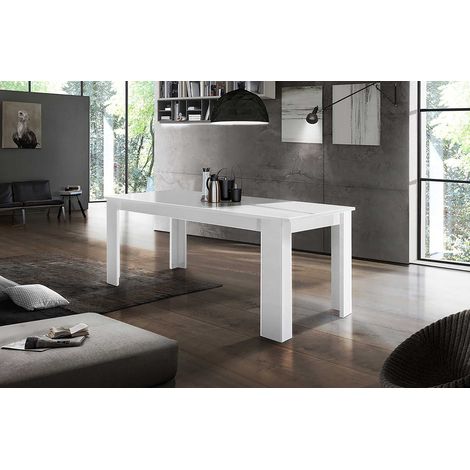 Table de salle à manger extensible 140 cm blanc laqué Jessica (1/3)