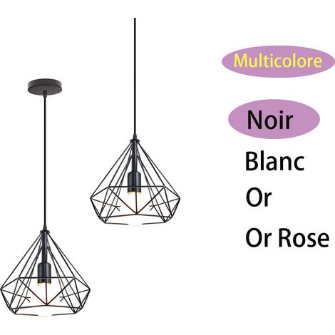 2X Ø25cm Diamond Pendant Light Retro Hanging Lamp Industrial Metal Chandelier Antique Vintage Ceiling Lamp Black