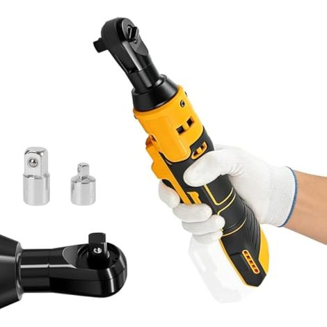 Clé à cliquet sans fil de 1 cm pour Dewalt 18/20 V, clé à cliquet électrique, contrôle de vitesse variable avec lumière LED, adaptateur de 0,6 cm, 280 tr/min, 80 N.m (sans batterie) (1/5)