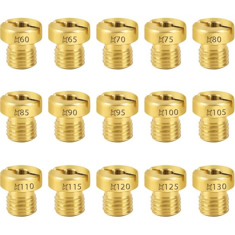 15 Pièces Gicleurs 6mm Carburateur Principal Jet Set pour Carburateur Dell'Orto PHBN-PHVA 60-130mm Taill (60/65/70/75/80/85/90/95/100/105/110/115/120/125/130) pour Scooter Moto (1/5)