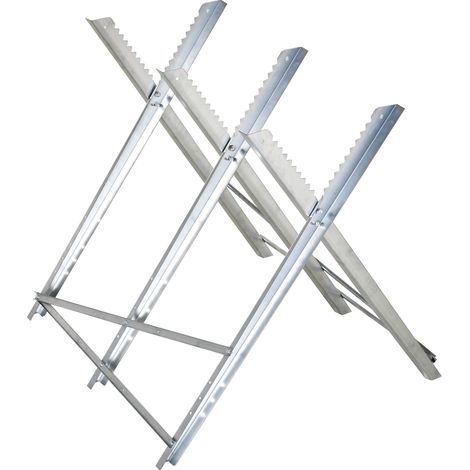 Support de tronçonneuse pliable, établi à bois en métal argenté, 83 x 83 x 79 cm (1/4)