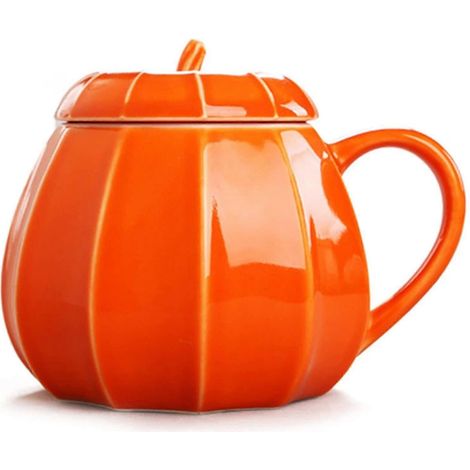 Mug citrouille avec couvercle, tasse à café d'automne, décoration automnale, tasse en céramique originale et mignonne (1/5)