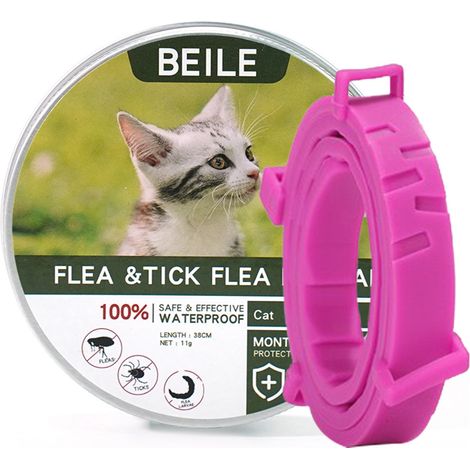 Collier pour chat 1 pièce collier anti-insectes et anti-puces pour chats (chat 18 kg 38 cm, rose) collier anti-insectes et anti-puces (1/2)