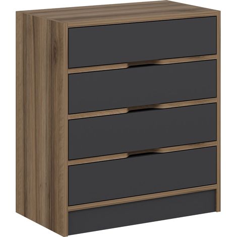 Cajonera Gazzola, 4 cajones, apertura y cierre deslizante, 70x40x79h cm negro antracita