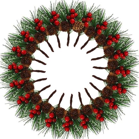 20 pièces de Baies de Noël artificielles,Branches de pin artificielles, Aiguilles de pin de Pommes de pin de Baies,pour Les Decoration Noel de Table de fête de Noel de Jardin,Deco Noel. (1/5)
