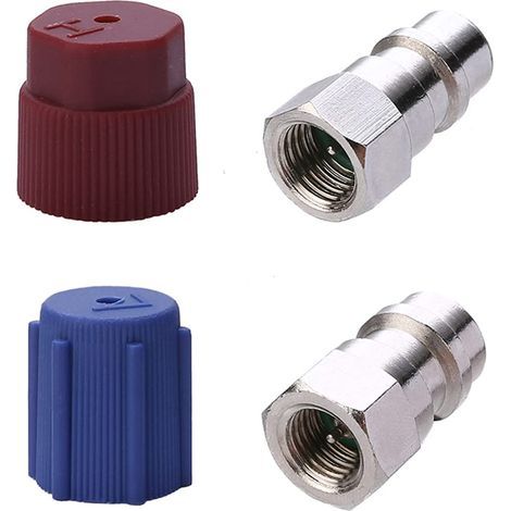 Adaptateur de conversion R22 R12 à R134A Raccords CA haut/bas Raccords de réfrigération de voiture rouge bleu Conversion 7/16 à 3/8 (paquet de 2) (1/5)
