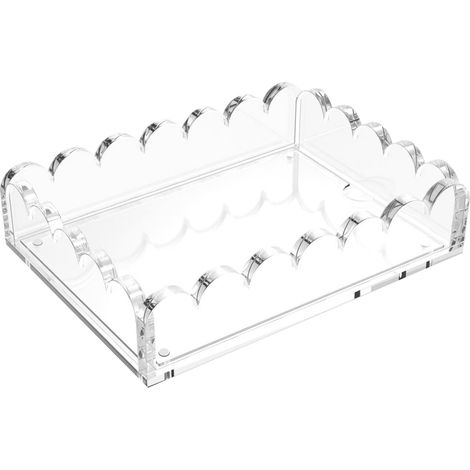 Plateau carré transparent en acrylique avec bord ondulé et tapis magnétique, idéal pour maison, hôtel, table à manger, chambre, coiffeuse (1/5)