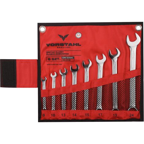 Jeu de clés à fourche en acier au chrome-vanadium, 8 pièces, 8-24 mm, Vorstahl (1/4)