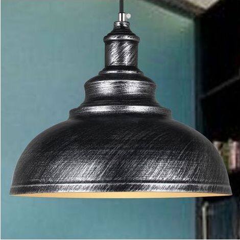 Suspension industrielle vintage E27 en métal rétro pour cuisine, salle à manger, salon, restaurant, diamètre 29 cm (couleur argent) - RWSuspension (1/5)