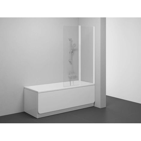 Ravak Chrome - Paroi de baignoire CVS2-100 D, 2 pièces, 100x150 cm, blanc mat/verre clair 7QRA0E00Z1 (1/4)