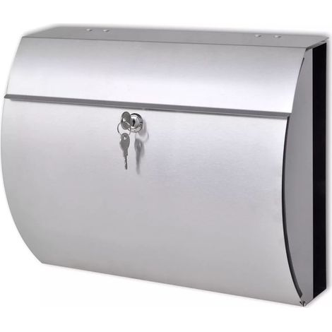 Vidaxl – Boîte aux lettres en acier inoxydable – Dimensions 37,5 x 13 x 31 cm – Avec porte-journal et serrure – Accessoires de montage inclus