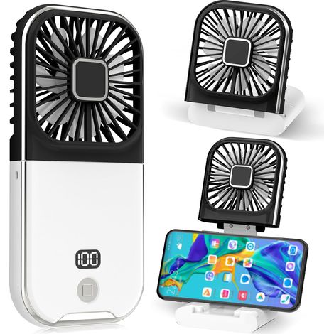 Mini Ventilateur Portable USB Rechargeable - Petit Portatif Silencieux de Poche Pour Bureau, Maison, Extérieur, Dormir (Blanc) (1/5)