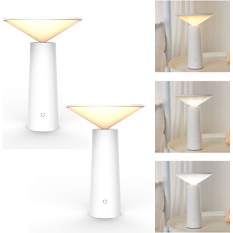 lampe de bureau led ambiante chargeur usb veilleuse décorative gradation continue lumière tricolore 2 pièces (1/5)