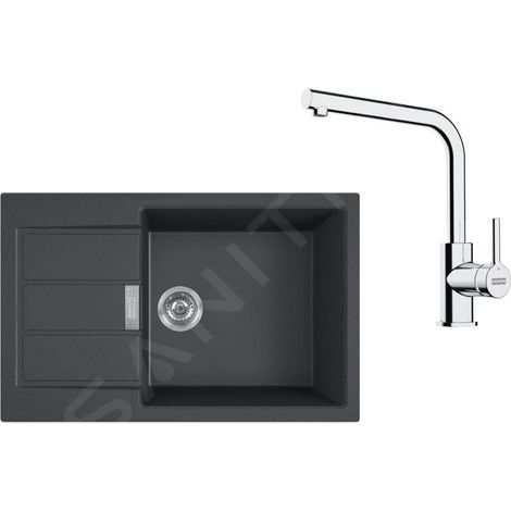 Franke - Set de cuisine T116Č, évier en tectonite S2D 611-78 XL et robinet FP 3230.031, noir/chrome 143.0687.353 (1/4)