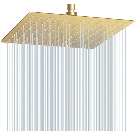 30cm Regenduschkopf Gold Quadratisch Edelstahl Wassersparend mit 144 Anti-Kalk-Düsen (1/5)