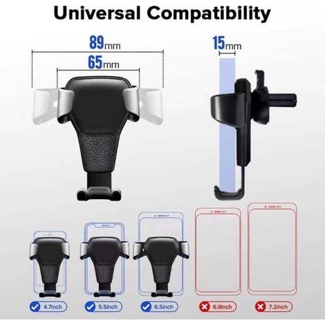 Support Téléphone Voiture - Grille Aération - Rotation 360° - Compatible Téléphones 4 À 7 Pouces - 1 Pièce (1/5)