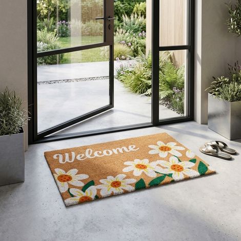 Welcome Daisy Natural Coir Doormat (1/2)