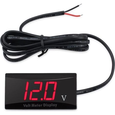 voltmètre Numérique de Voiture, Voltmètre à Affichage Numérique étanche DC 12V LED pour Voiture Moto Rouge (1/3)