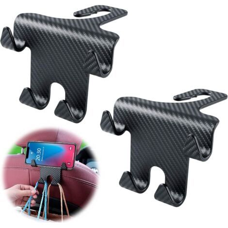 AHLSEN Crochet Appuie-Tête De Voiture Universel - Crochet de Voiture pour Support D'appui-tête, Avec Support de Téléphone pour Téléphone/Sac à Main, Accessoires de Voiture Universels Auto (Noir) (1/5)